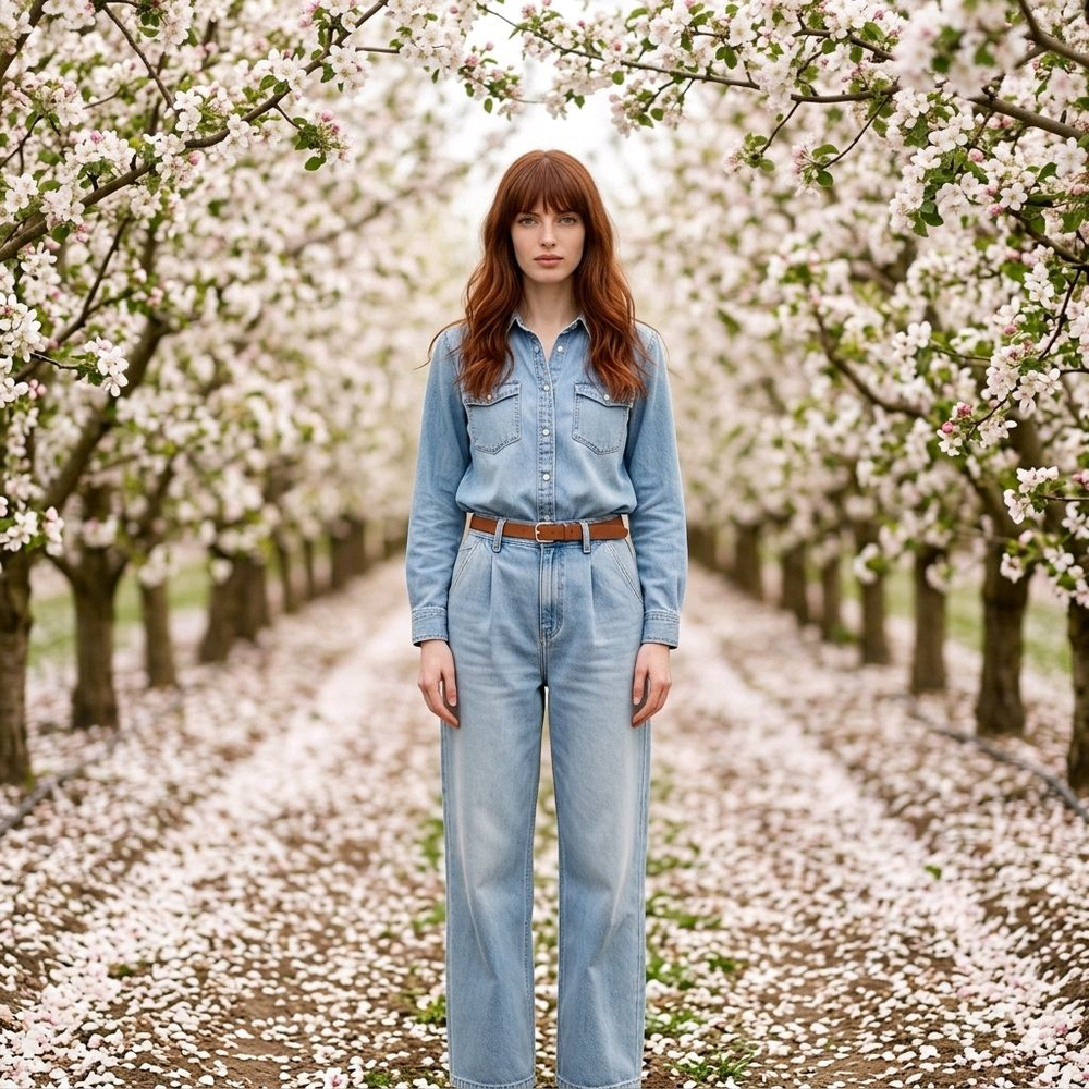 Vintage Retro Pleated Light Blue Wide Leg Denim Jeans Size M Indie Summer